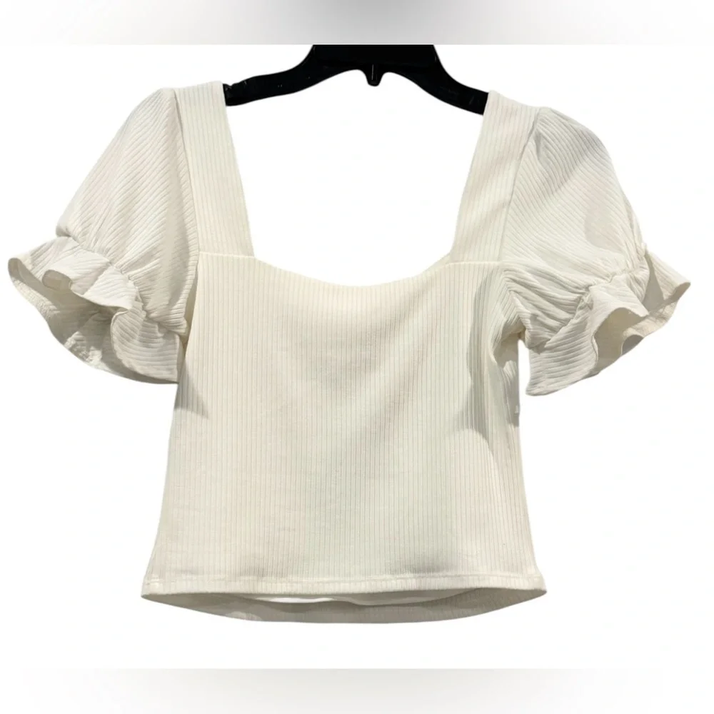 New W/ Tags Women’s Lovers And Friends White Lana Ribbed Crop Top: Size Small - Picture 2 of 13